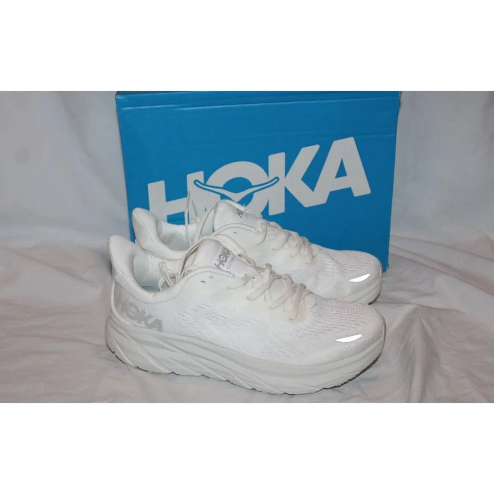 NIB HOKA ONE MEN'S‎ CLIFTON 8 RUNNING ATHLETIC SNEAKERS WHITE 9